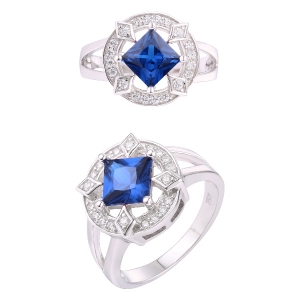 Square Blue Spinel Ring