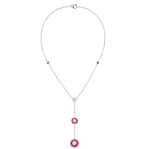 Red Corundum Long Chain Necklace